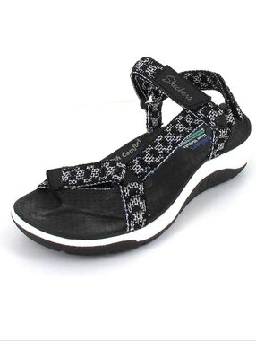 Skechers Reggae Cup- My Bestie Black White Sandal W 10